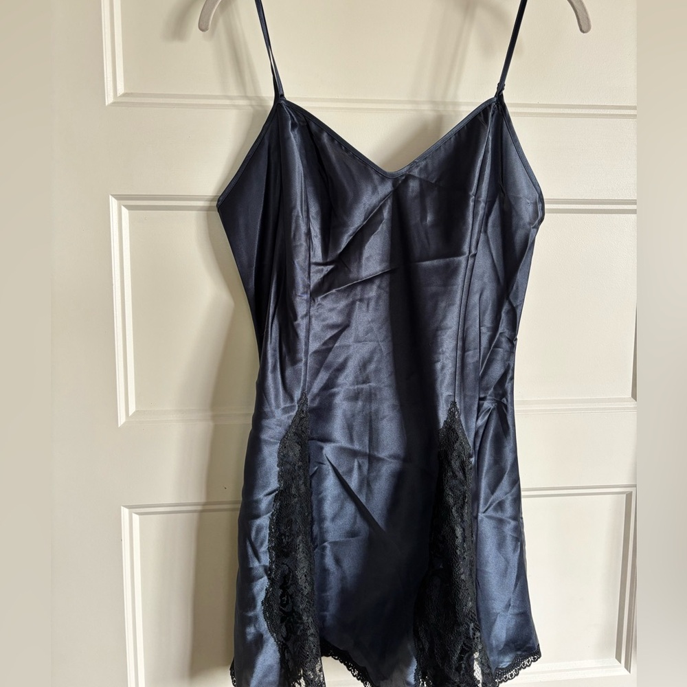 Vintage Victoria's Secret Navy Blue Chemise Intimates Sleepwear